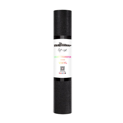 Vinyle thermocollant à paillettes Teckwrap - Noir | Motifs durables et étincelants pour T-shirts, sweats à capuche, chapeaux et plus encore !
