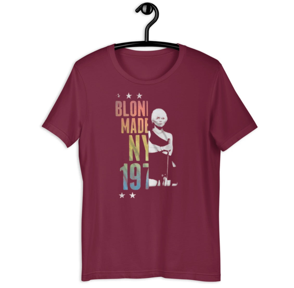 Blondie - T-shirt fendu NY Blondie 1974 (Bordeaux)
