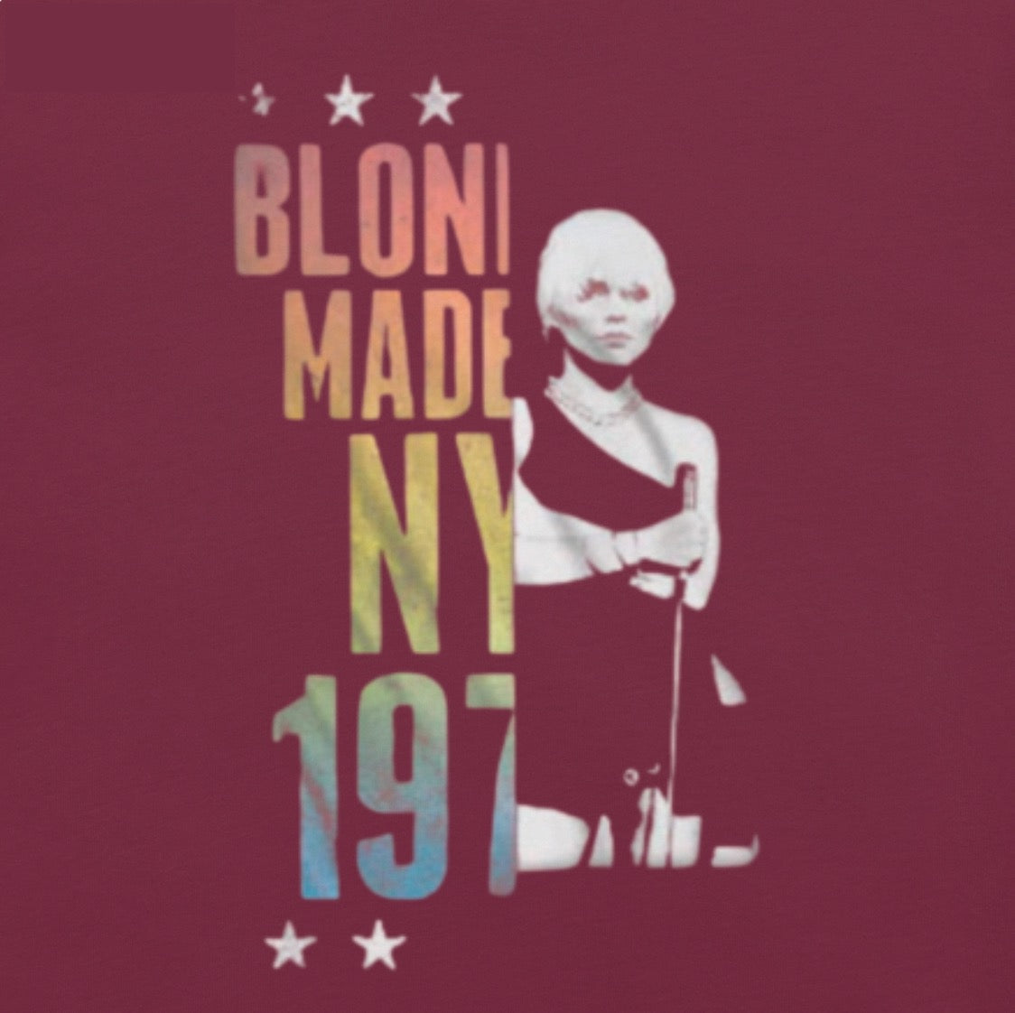 Blondie - T-shirt fendu NY Blondie 1974 (Bordeaux)