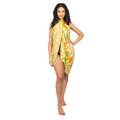 Mandala & Flower Print Sarong - Yellow