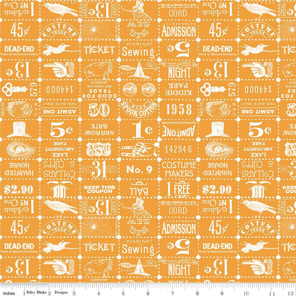 Riley Blake - Costume Maker's Act II - Grille de billets orange - C16009-ORANGE