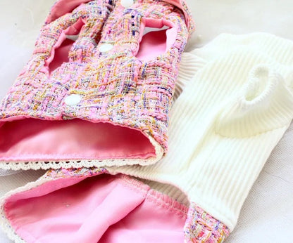 Ensemble Robe et Jupe Bébé Poupée en Tweed | Tenue Jupe et Haut de Cérémonie