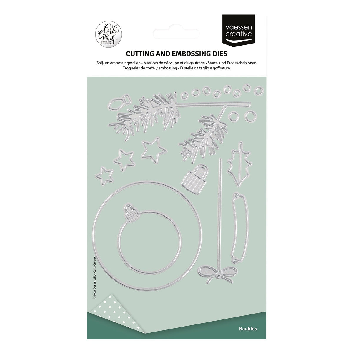 Vaessen Creative • Matrices de découpe et gaufrage Ornements de Noël 15 pièces