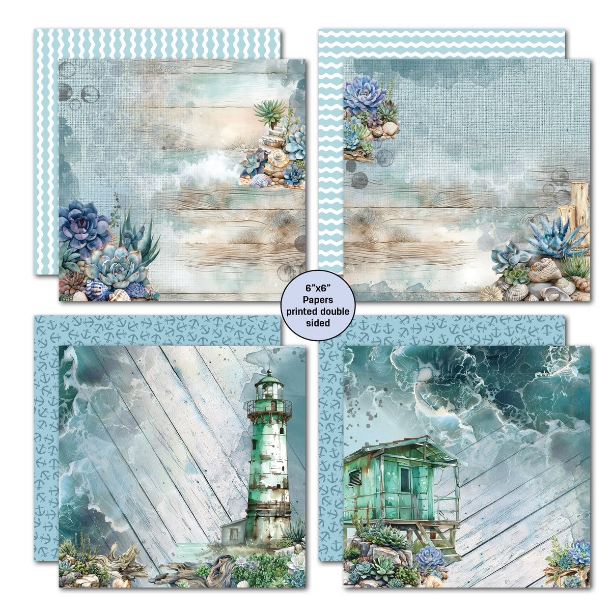 Bloc de Papiers 15x15 cm "Coastal Boardwalk" 3Quarter Designs