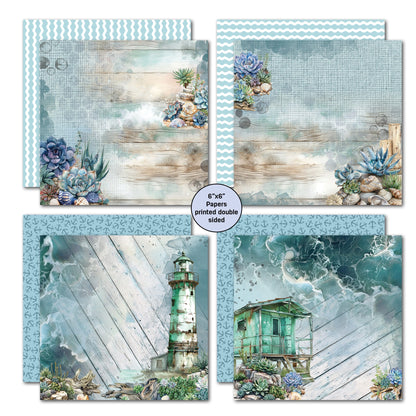 Bloc de Papiers 15x15 cm "Coastal Boardwalk" 3Quarter Designs