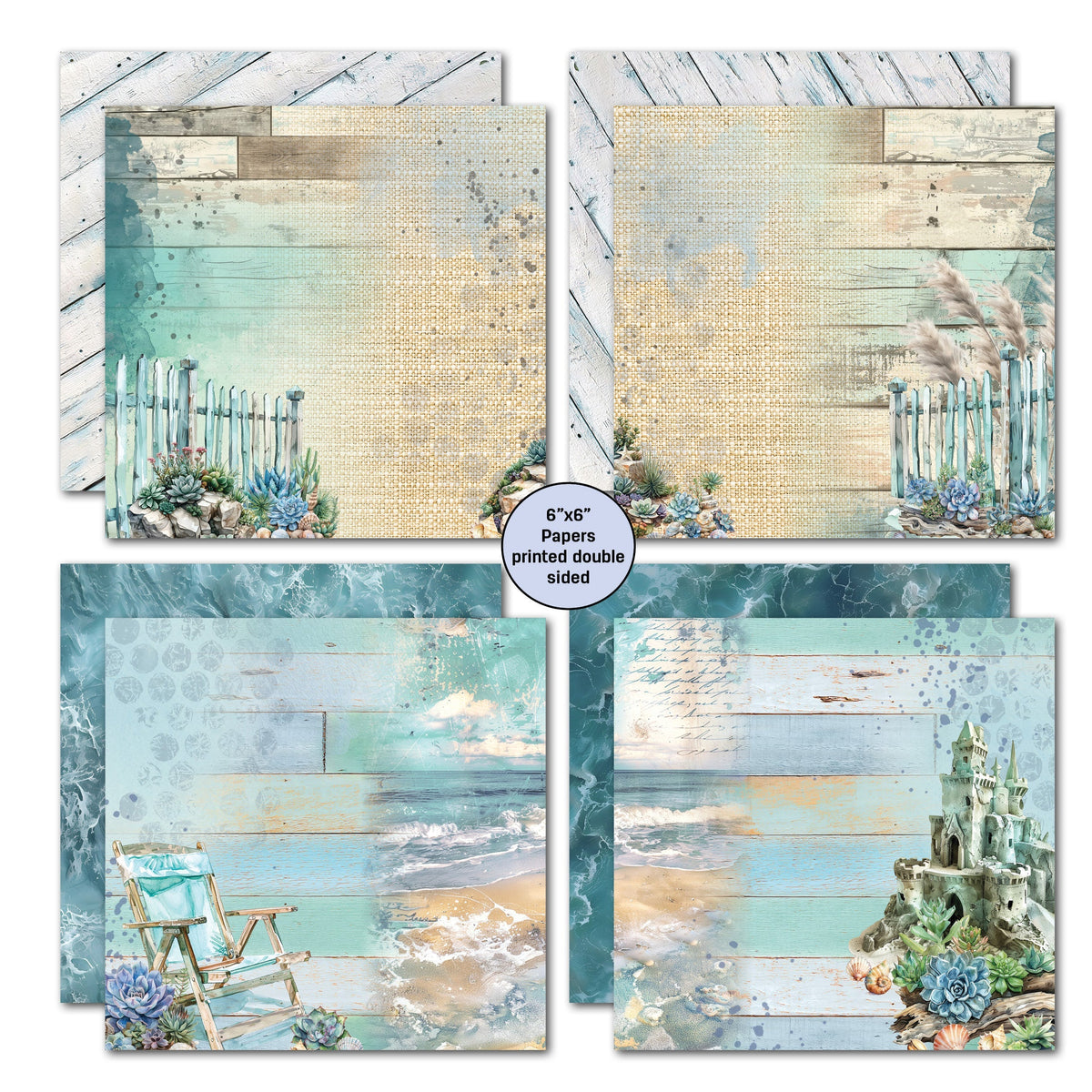 Bloc de Papiers 15x15 cm "Coastal Boardwalk" 3Quarter Designs