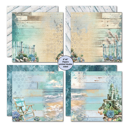 Bloc de Papiers 15x15 cm "Coastal Boardwalk" 3Quarter Designs