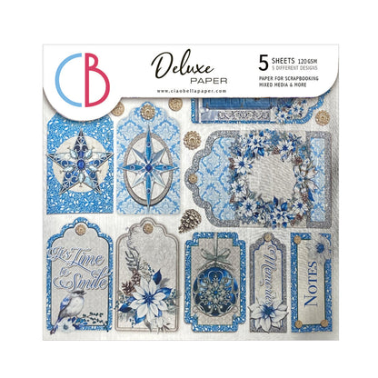Élégance Deluxe de Papier Bleu Argenté 15x15cm 5/Paquet