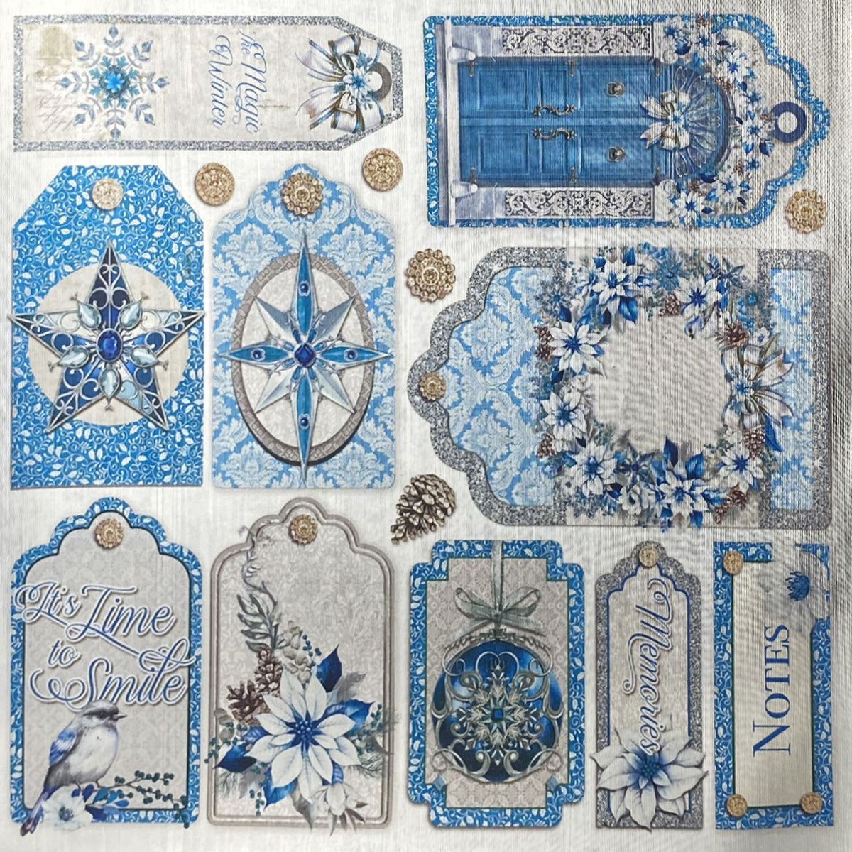 Élégance Deluxe de Papier Bleu Argenté 15x15cm 5/Paquet