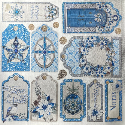 Élégance Deluxe de Papier Bleu Argenté 15x15cm 5/Paquet