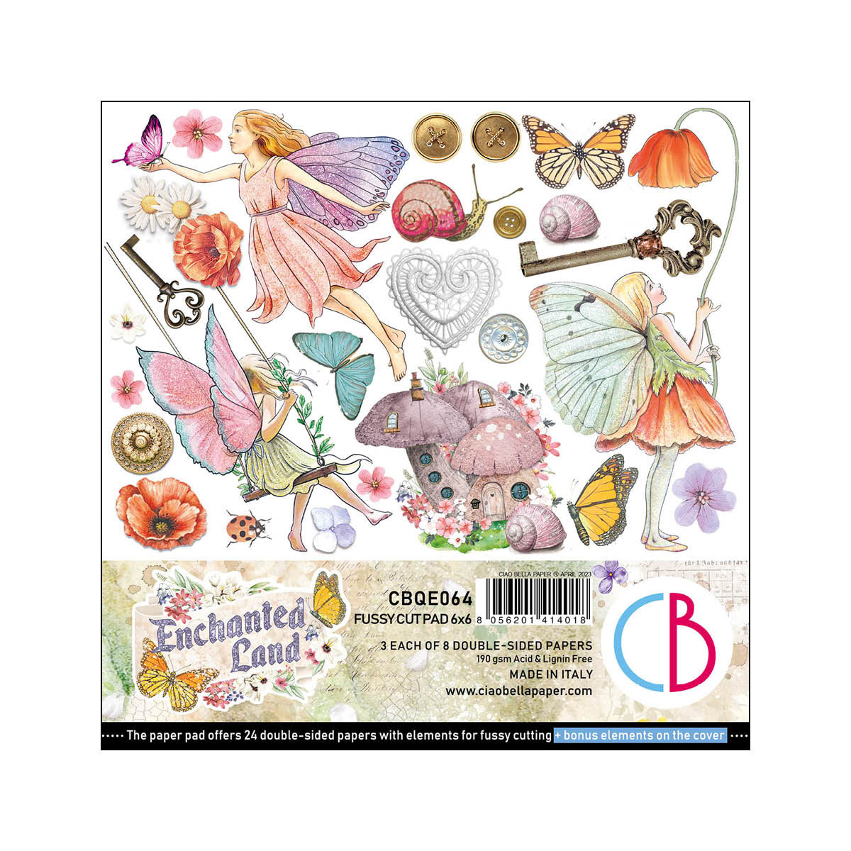 Ciao Bella Enchanted Land Fussy Cut Pad 15x15cm 24 feuilles/paquet
