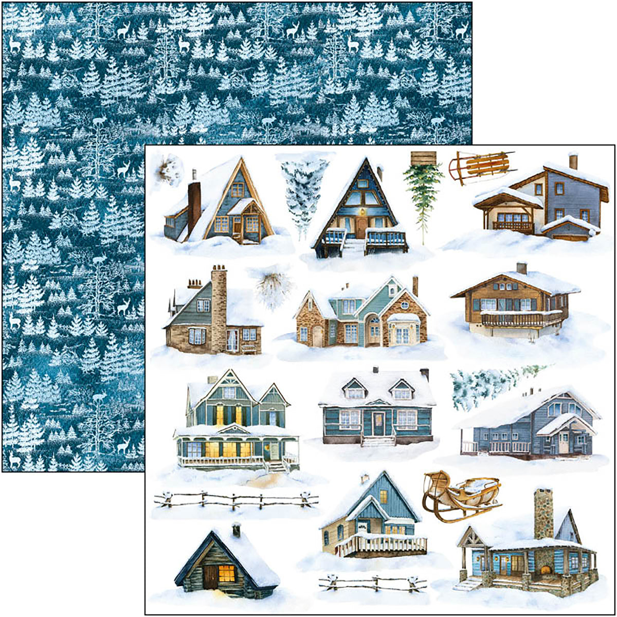 Ciao Bella Winter Journey Bloc de Papiers à Découper 15x15cm 24 Feuilles/Paquet