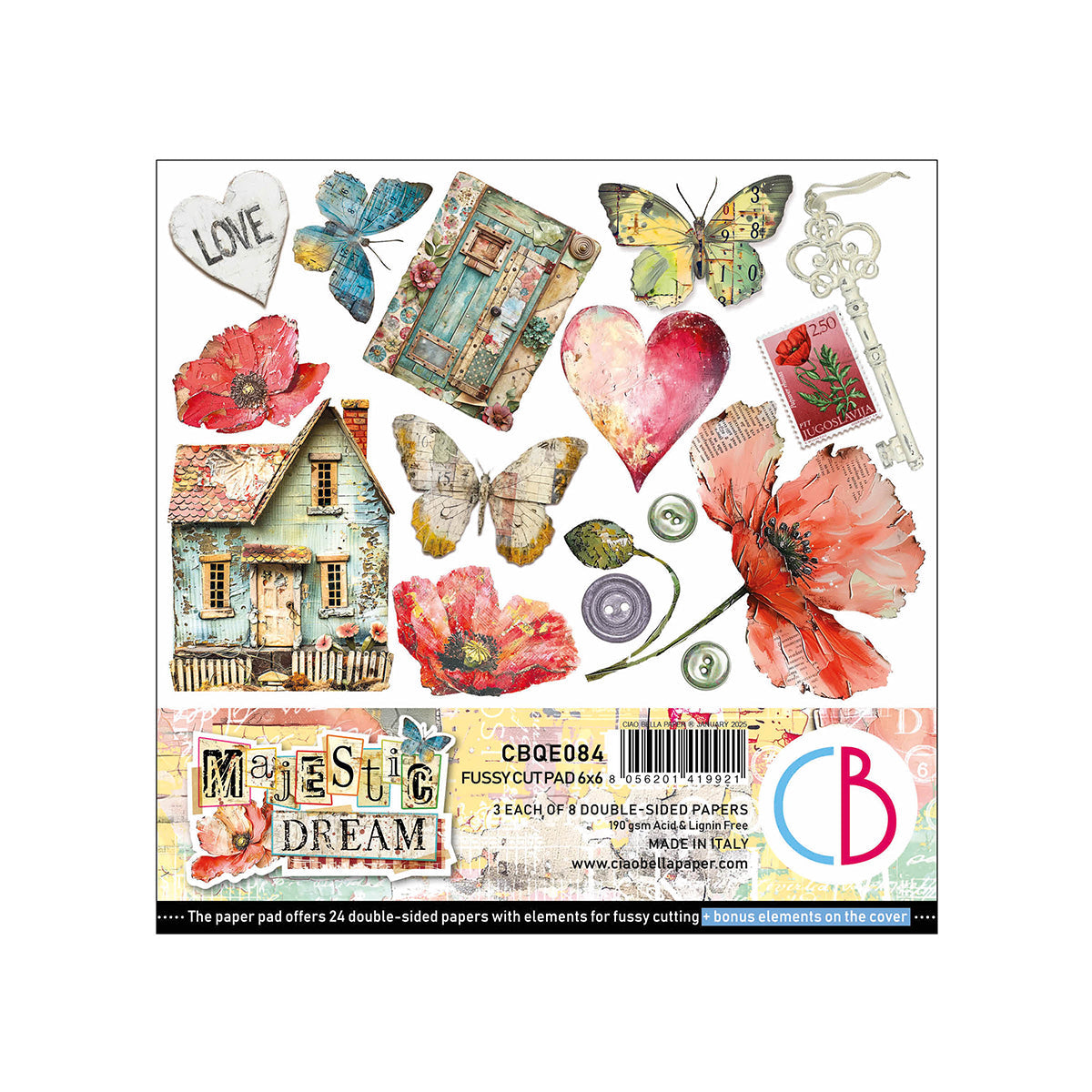 Bloc de papier découpé Majestic Dream 15x15cm 24 feuilles