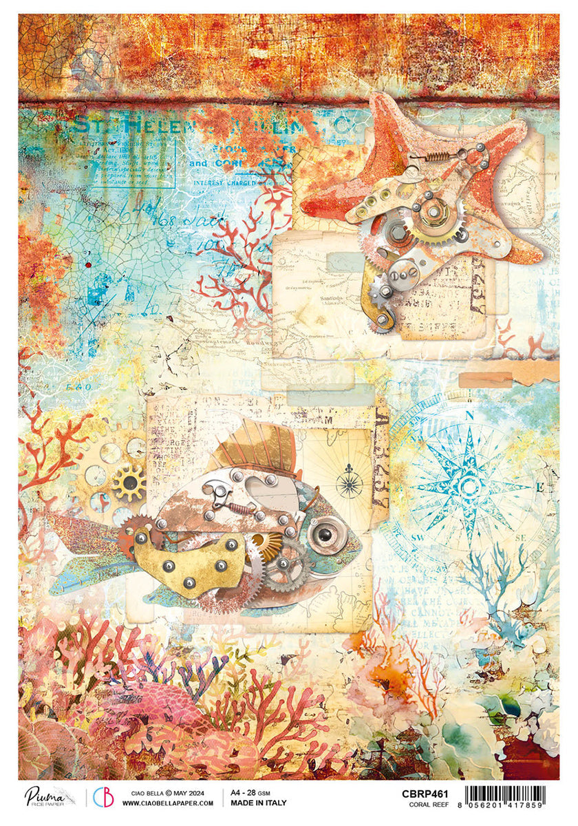 Papier de riz A4 Corail - 5 feuilles