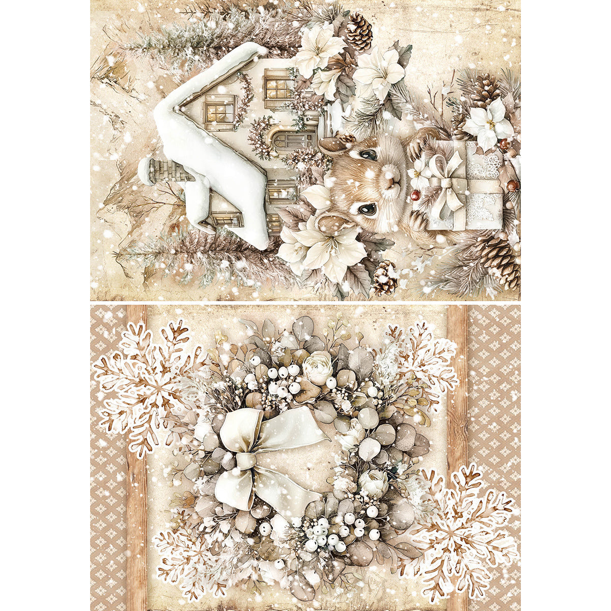 Papier de riz A5 ASSORTI 8 feuilles/paquet Saison d'hiver
