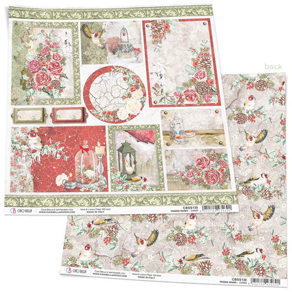 Ciao Bella Feuilles de papier Cartonné Roses Gelées 12"x12" 1 Feuille