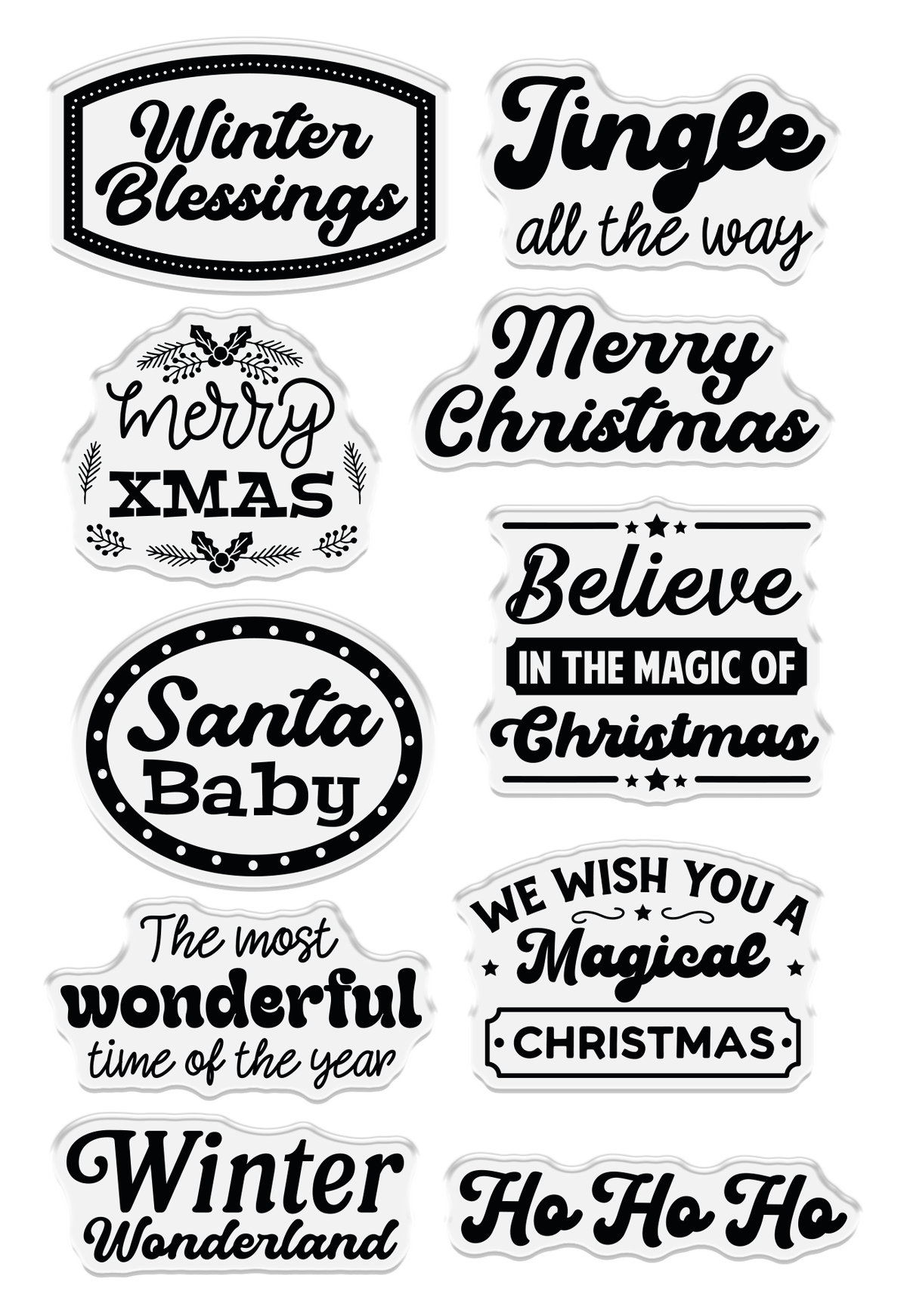 Crafter's Companion Retro Christmas Collection Clear Acrylic Stamp Set - Winter Blessings