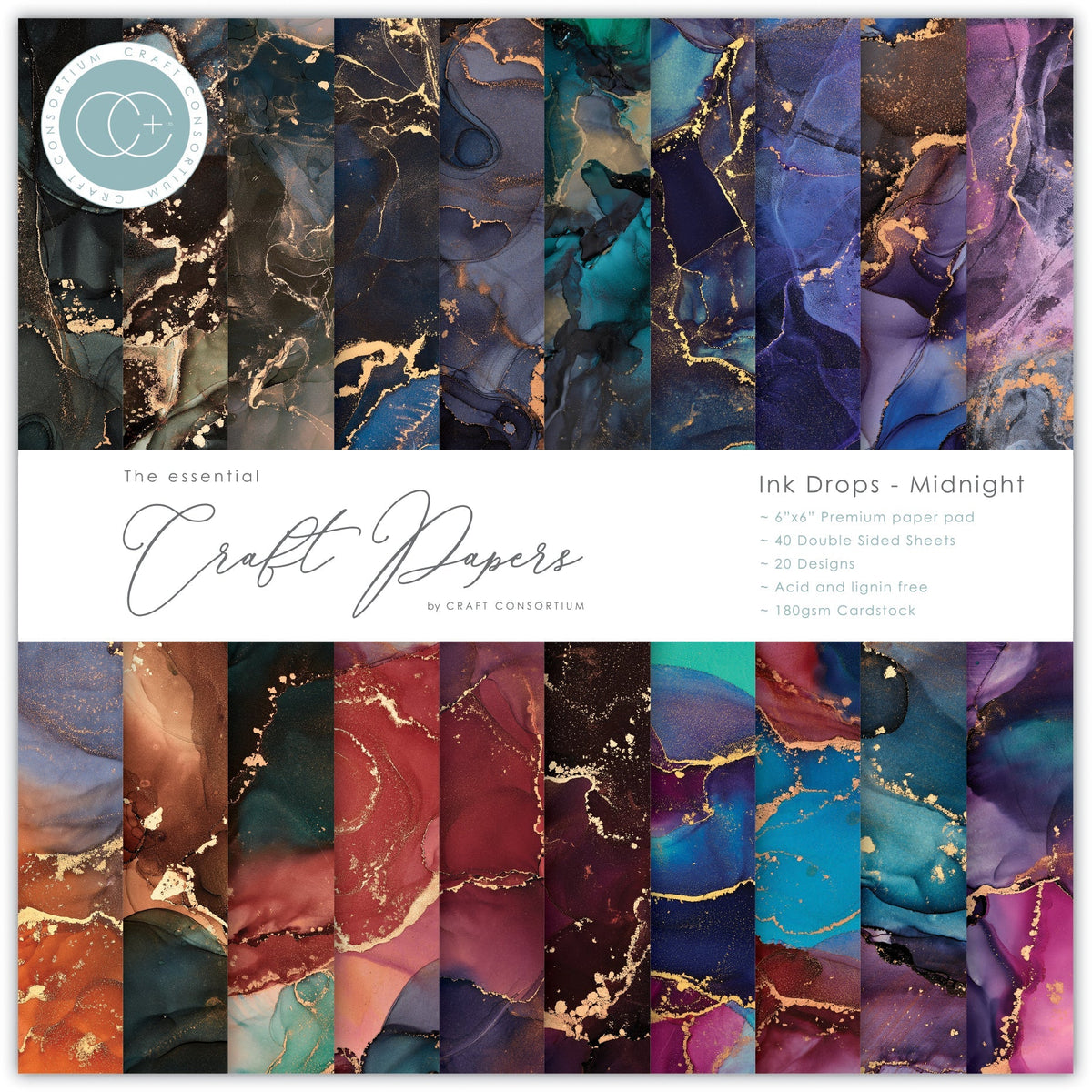 Craft Consortium - Ink Drops - Minuit - 6x6