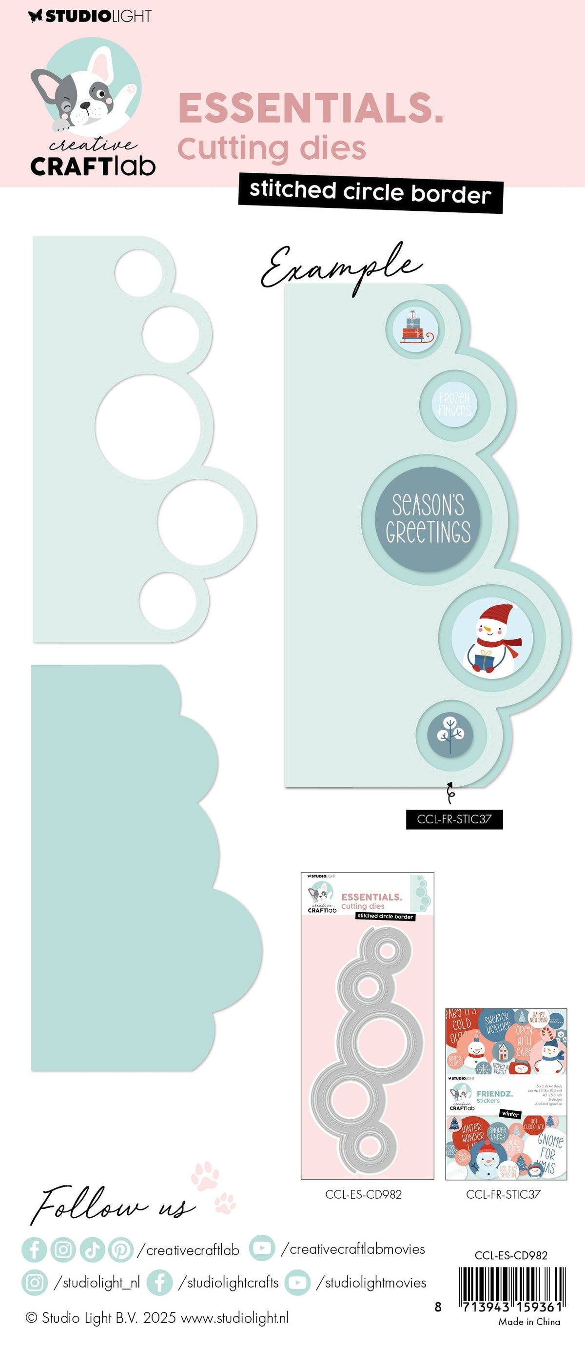 CCL Cutting Die Stitched Circle Border Essentials 7 Pieces