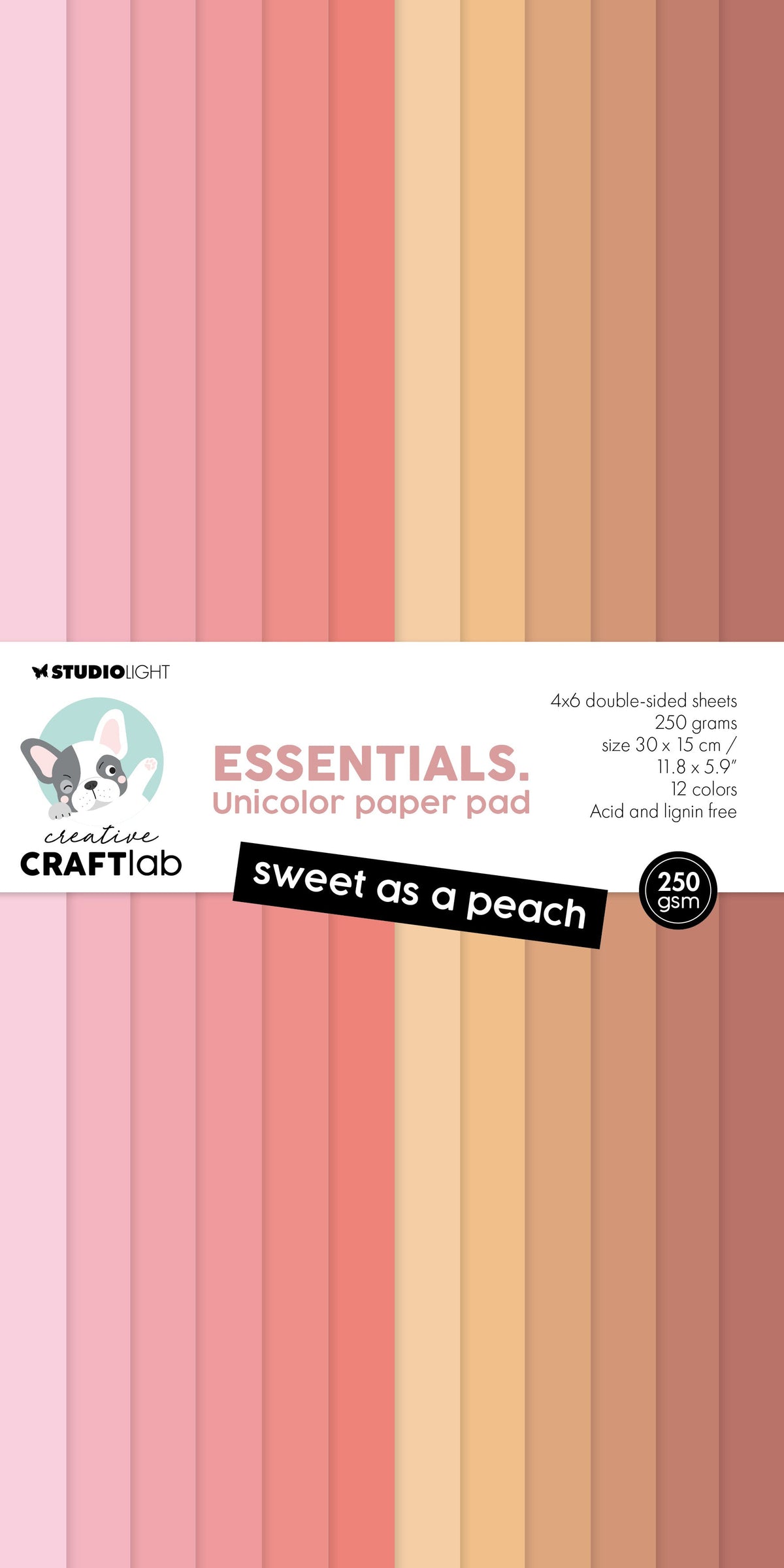 CCL Bloc de papier unicolore Sweet As A Peach Essentials 24 feuilles