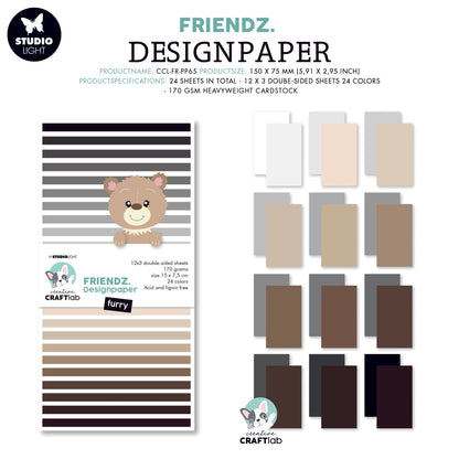 Bloc de papier CCL Furry Browns Friendz 150x75x9mm 24 feuilles n°65