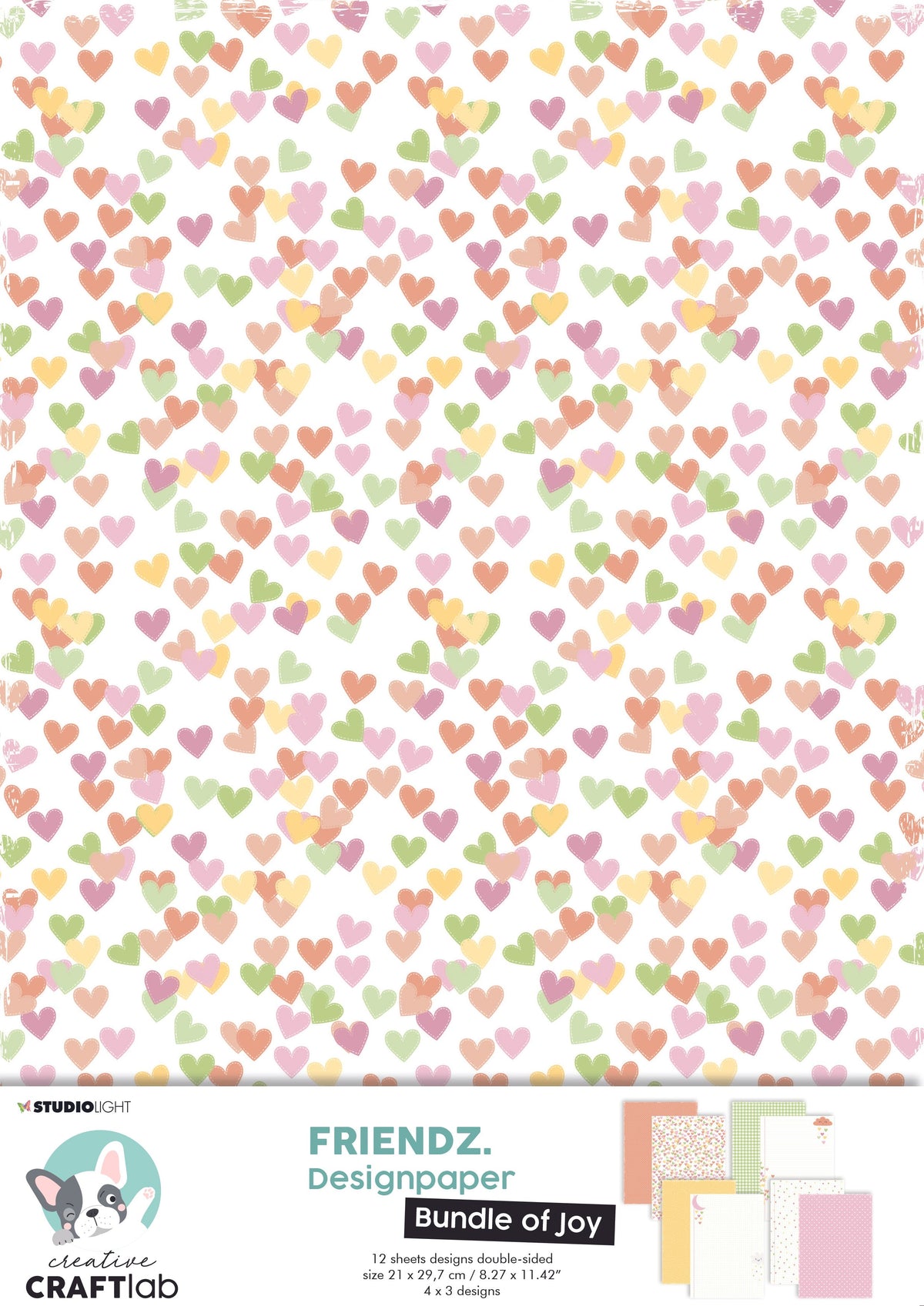 CCL Lot de papiers « Bundle Of Joy » Friendz 210x297x3mm 12 feuilles n°01
