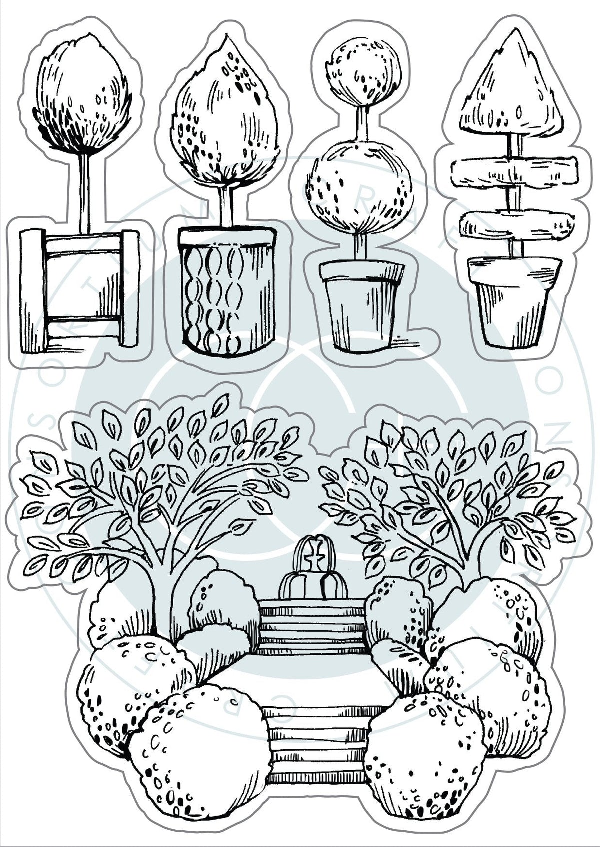 Jardin secret - Lot de timbres - Topiaire