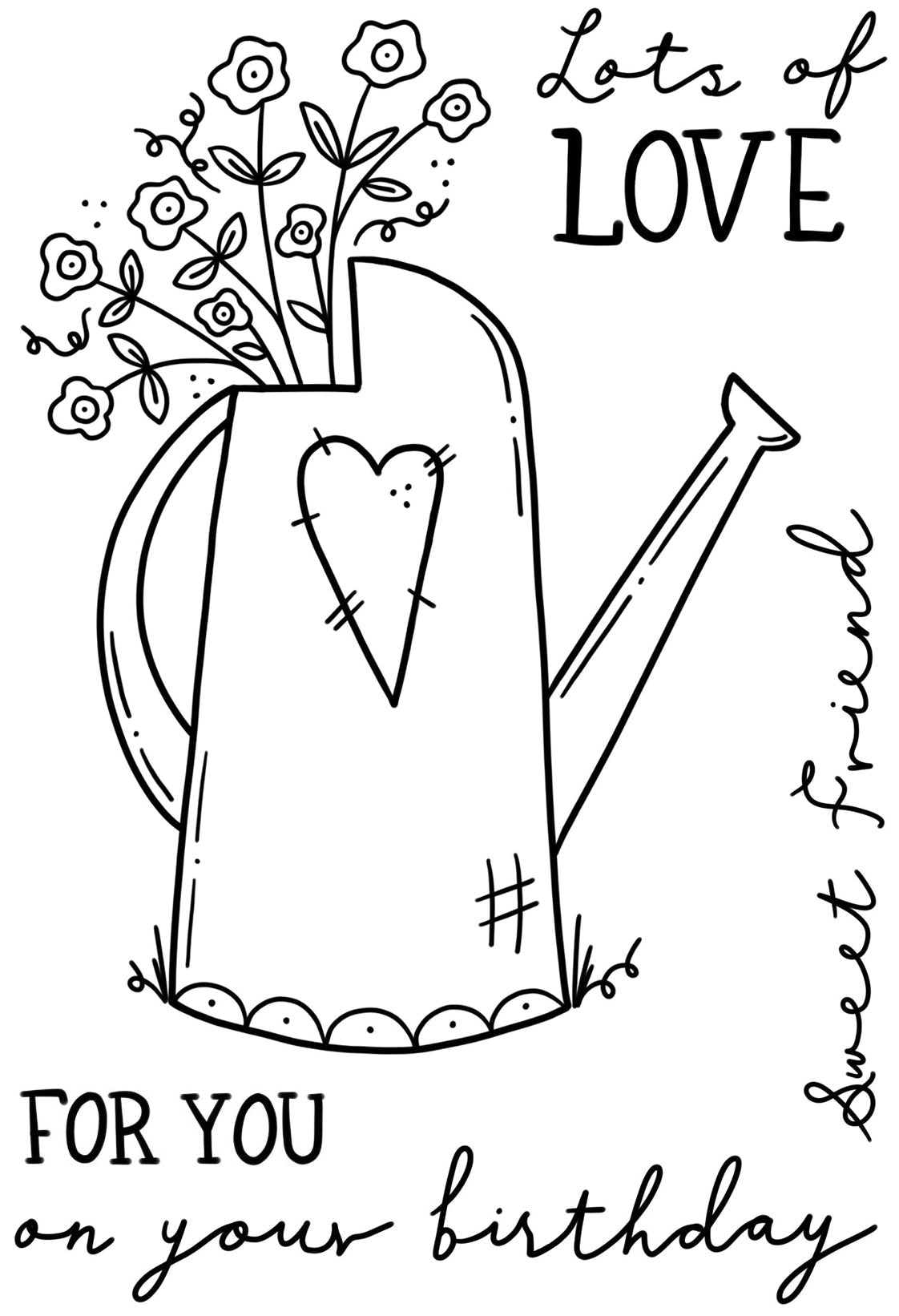 Creative Expressions Sam Poole Friendship Watering Can Set de Tampons Transparents 6 po x 4 po