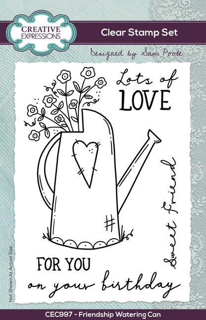 Creative Expressions Sam Poole Friendship Watering Can Set de Tampons Transparents 6 po x 4 po