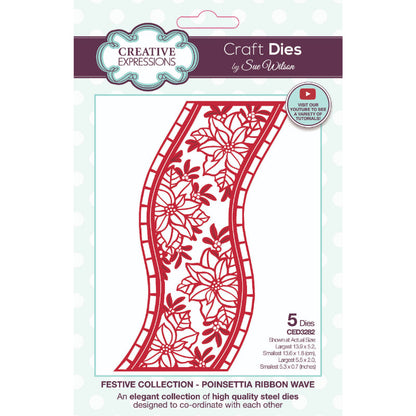 Matrices de découpe Creative Expressions Sue Wilson Festive Poinsettia Ribbon Wave