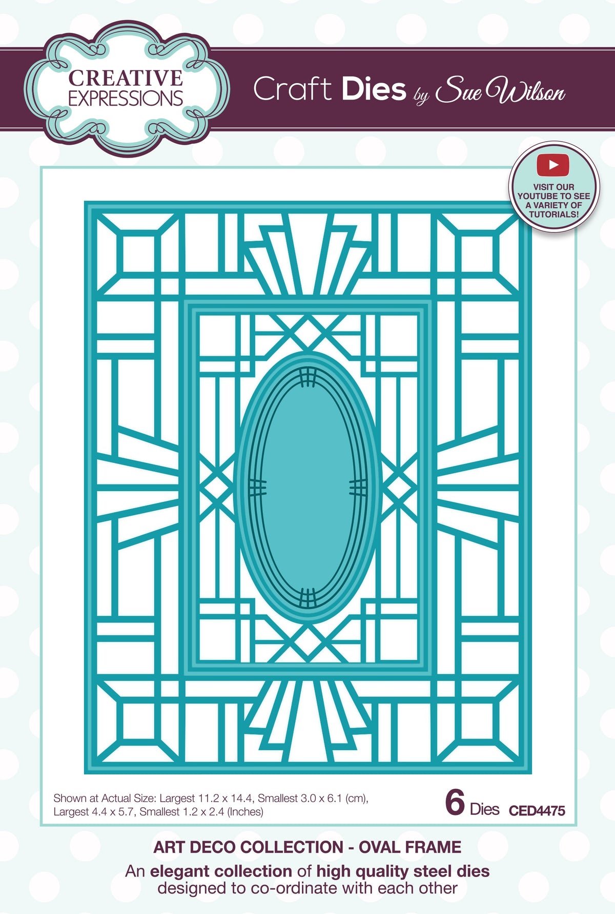 Matrice de coupe Oval Frame de la collection Art Deco de Sue Wilson - Creative Expressions