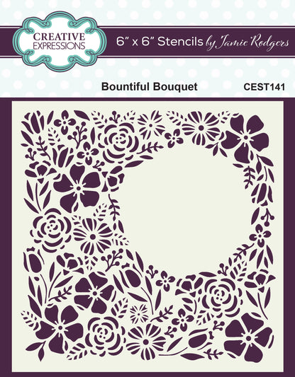Creative Expressions Jamie Rodgers Bountiful Bouquet Pochoir 15 x 15 cm