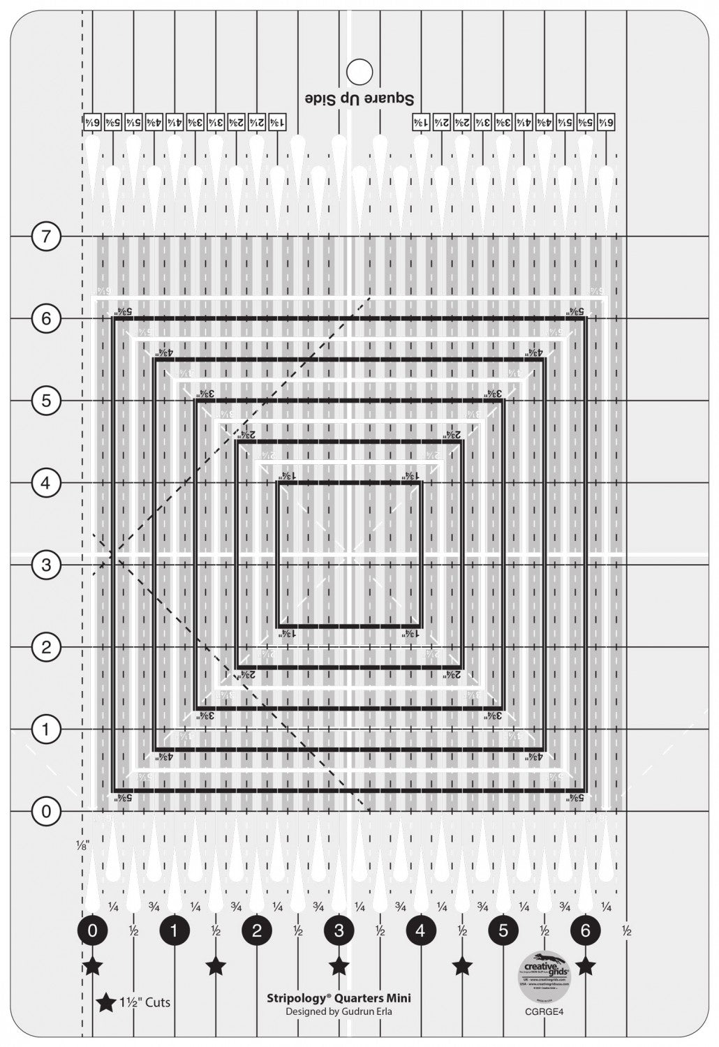 Règle de courtepointe Creative Grids Stripology® Quarters Mini