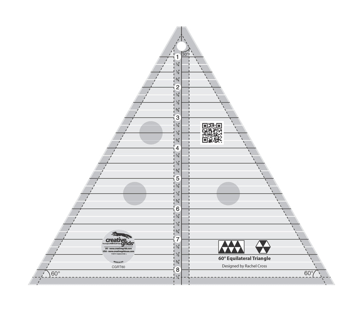 Règle de courtepointe Creative Grids triangle 60 degrés 8,5 po