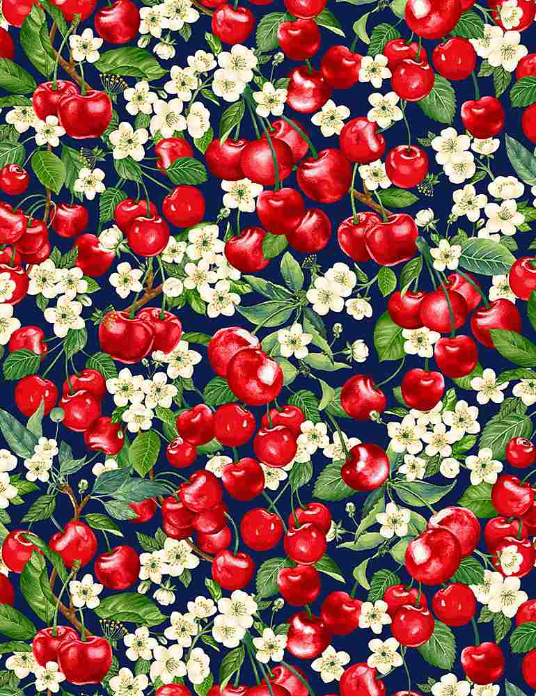 Timeless Treasures - Cerises - CHERRY-CD1544-NAVY