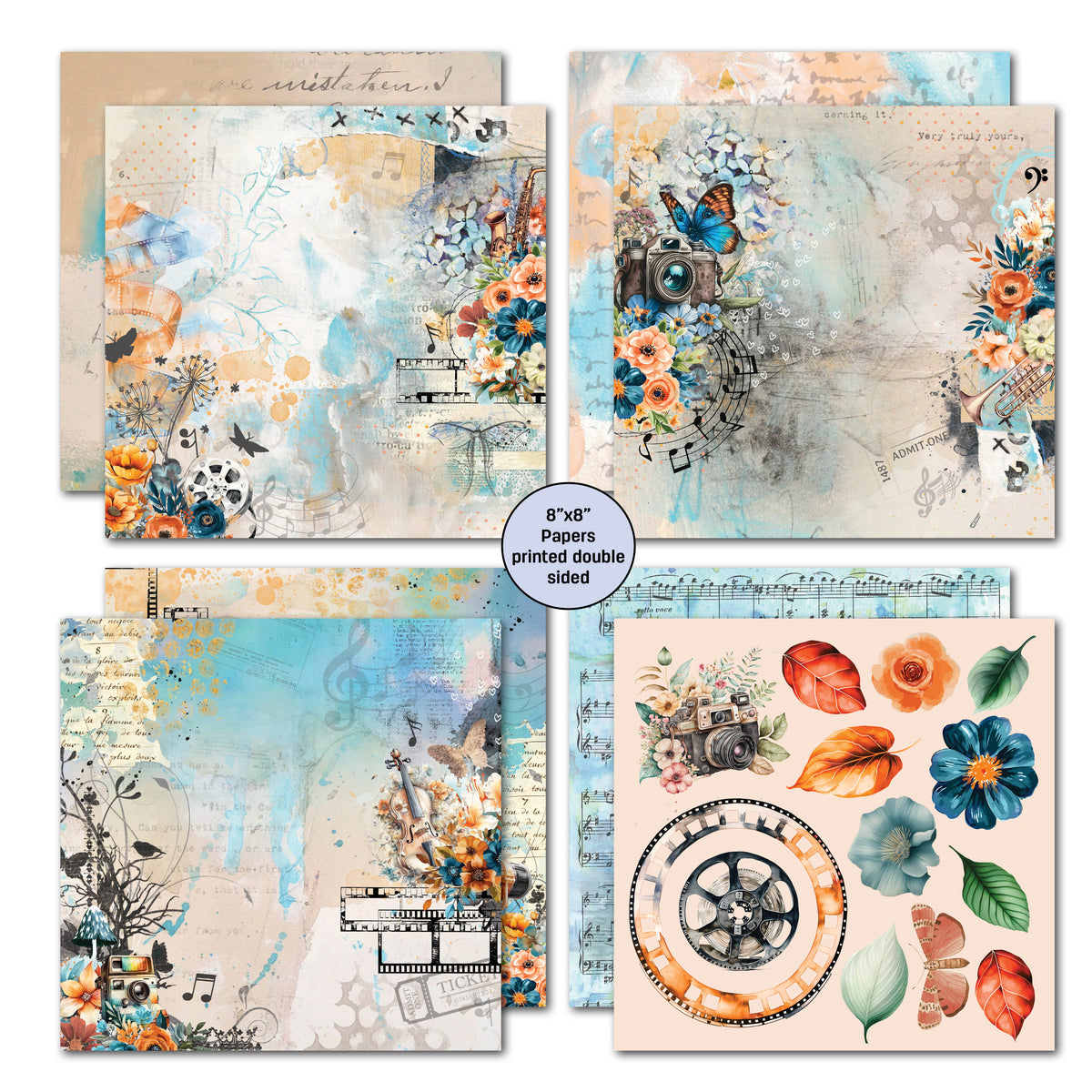 3Quarter Designs Cerulean Score 8x8 Paper Pack