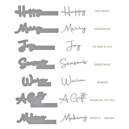 Matrices de découpe et de dorure à chaud « Christmas Die & Glimmer Sentiments » de la collection « Classic Christmas »