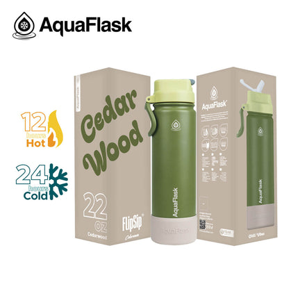 Bouteille d'eau isotherme AquaFlask (650 ml) Colorwave Flip Sip en acier inoxydable à double paroi, pour boissons chaudes et froides