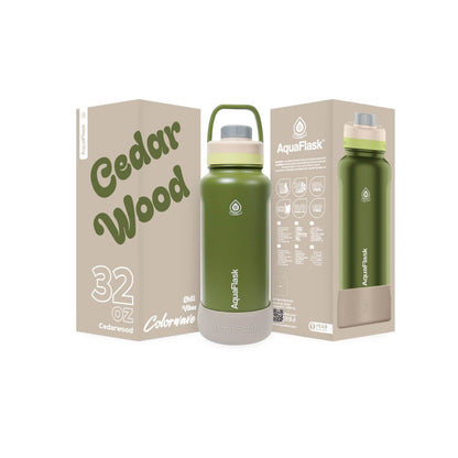 Aqua Flask Colorwave 32oz – Acier inoxydable, isolation sous vide, chaud et froid, étanche, bouteille de voyage et de bureau