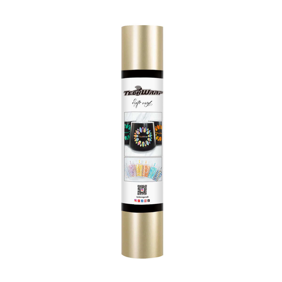 Vinyle Chrome Satiné Métallisé TeckWrap Craft - Or Champagne | Idéal pour les autocollants muraux, la signalisation, les graphiques automobiles et plus encore !
