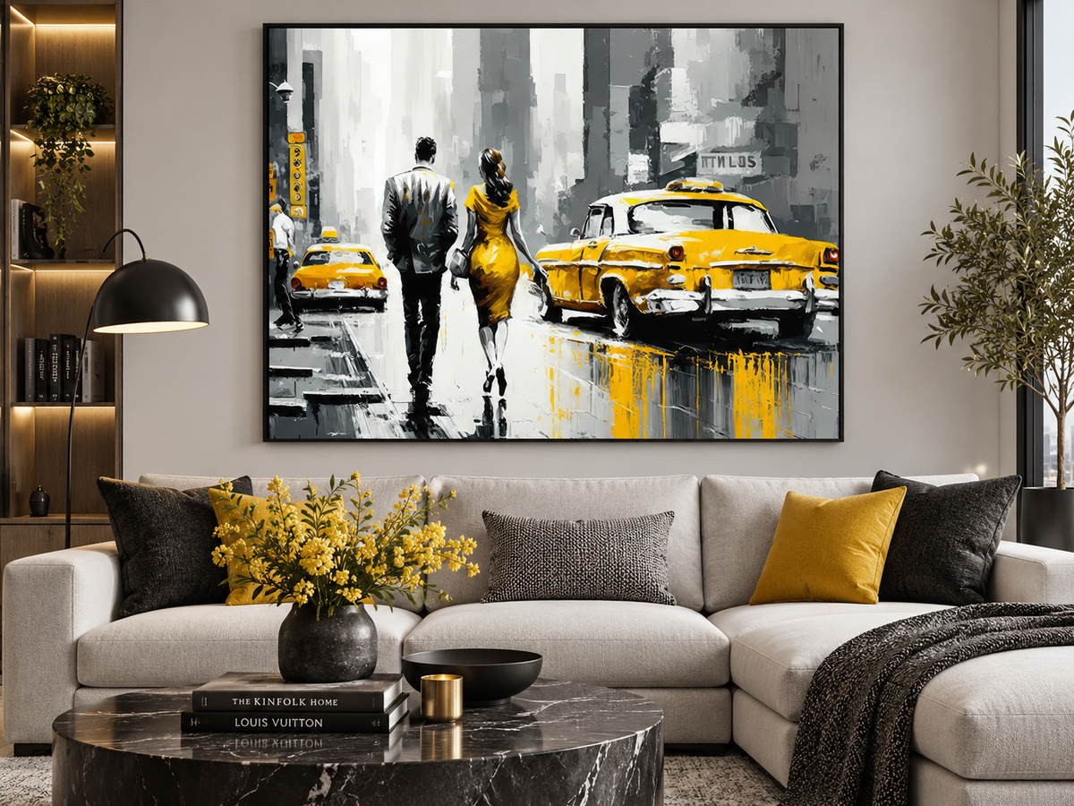 Décoration Murale-Scène Vintage de New York-Impression sur Toile