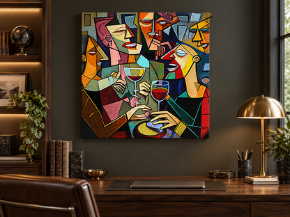 Drinking Group | Cubist Canvas Wall Art