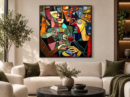 Drinking Group | Cubist Canvas Wall Art