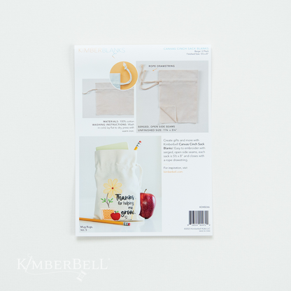 Kimberbell Canvas Cinch Sack Blank, Pack of 2, Beige
