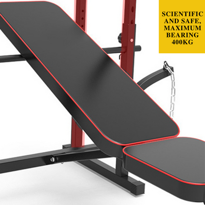 Banc de musculation réglable avec poulie de traction, pupitre à biceps et support pour barre ST6655