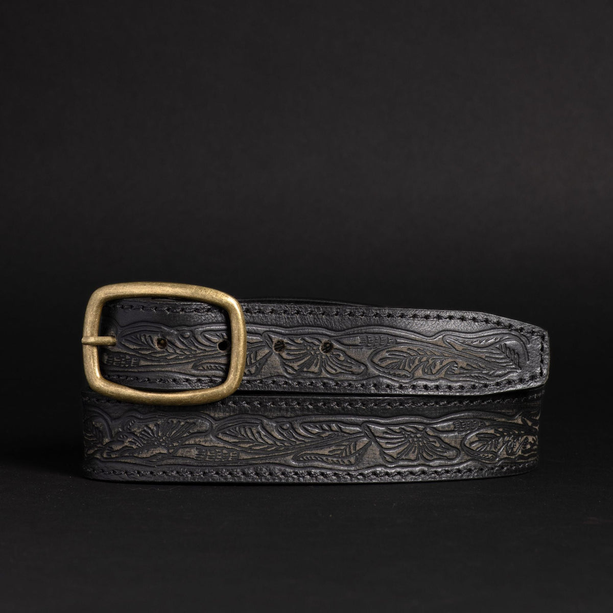Dakota - Ceinture western en cuir brun avec boucle dorée - Fabriquée au Canada