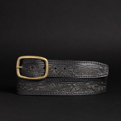 Dakota - Ceinture western en cuir brun avec boucle dorée - Fabriquée au Canada