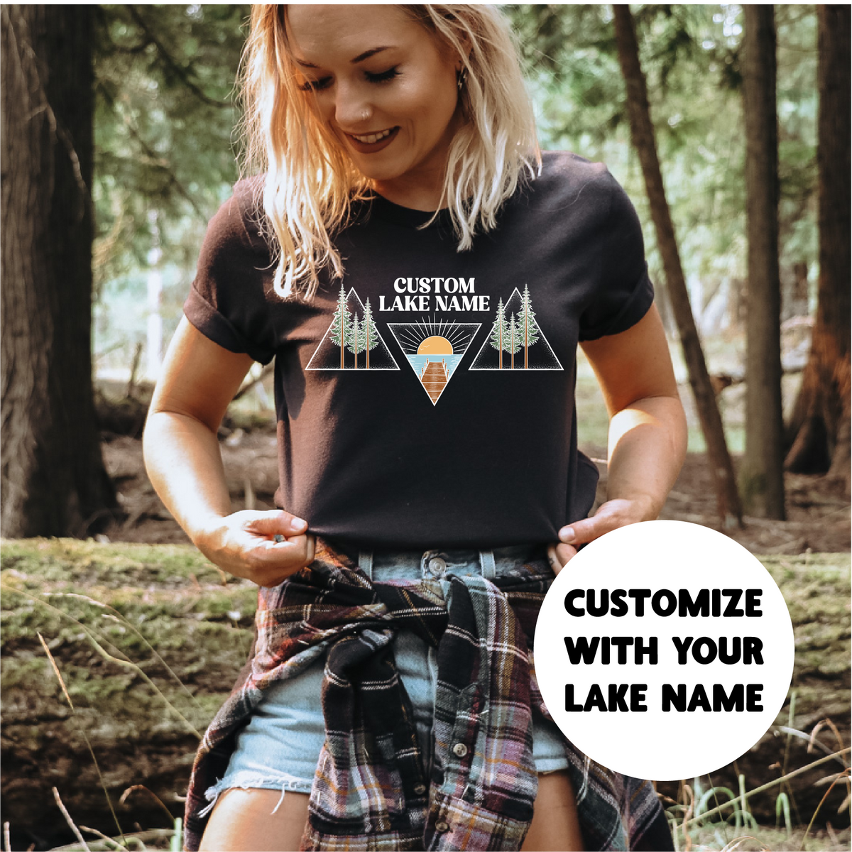 Geometric Lake Personalized T-shirt | Lake Shirt | Custom Clothing