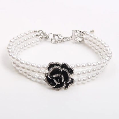 Midnight Rose Dog Necklace | Formal Dog Jewelry Collar
