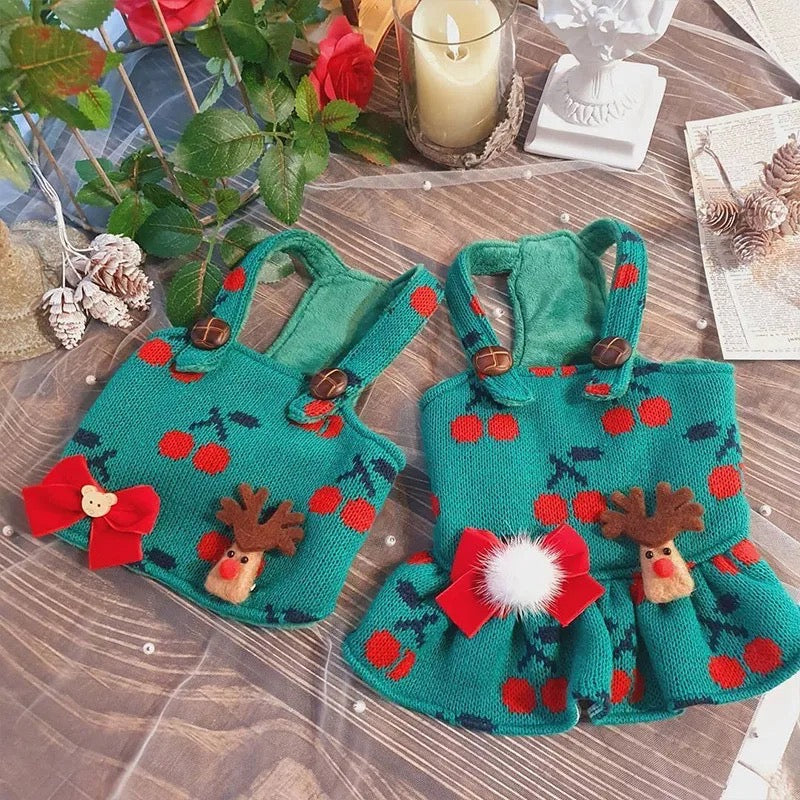 Holiday Cheer Matching Dog Outfit Set | Sibling Dress and Shirt